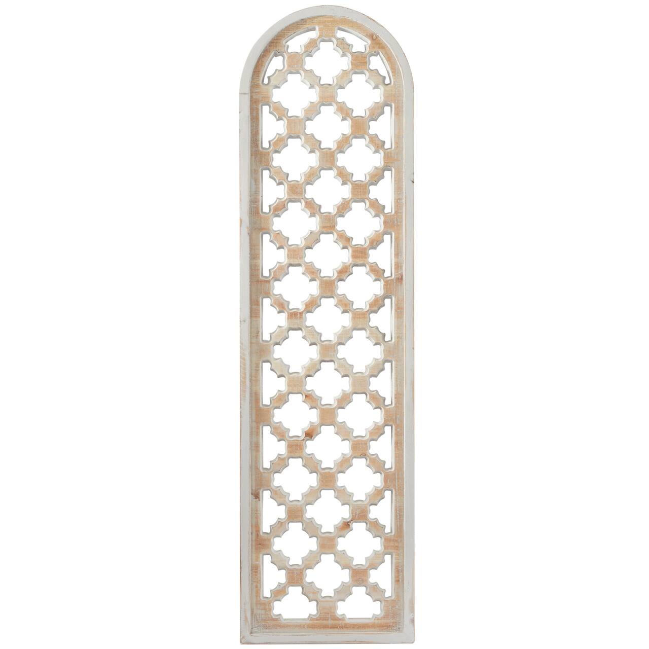 Brown Wood Carved Trellis Geometric Wall Decor 13" x 1" x 49"